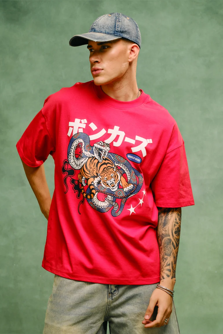 Men's red printed T-shirt